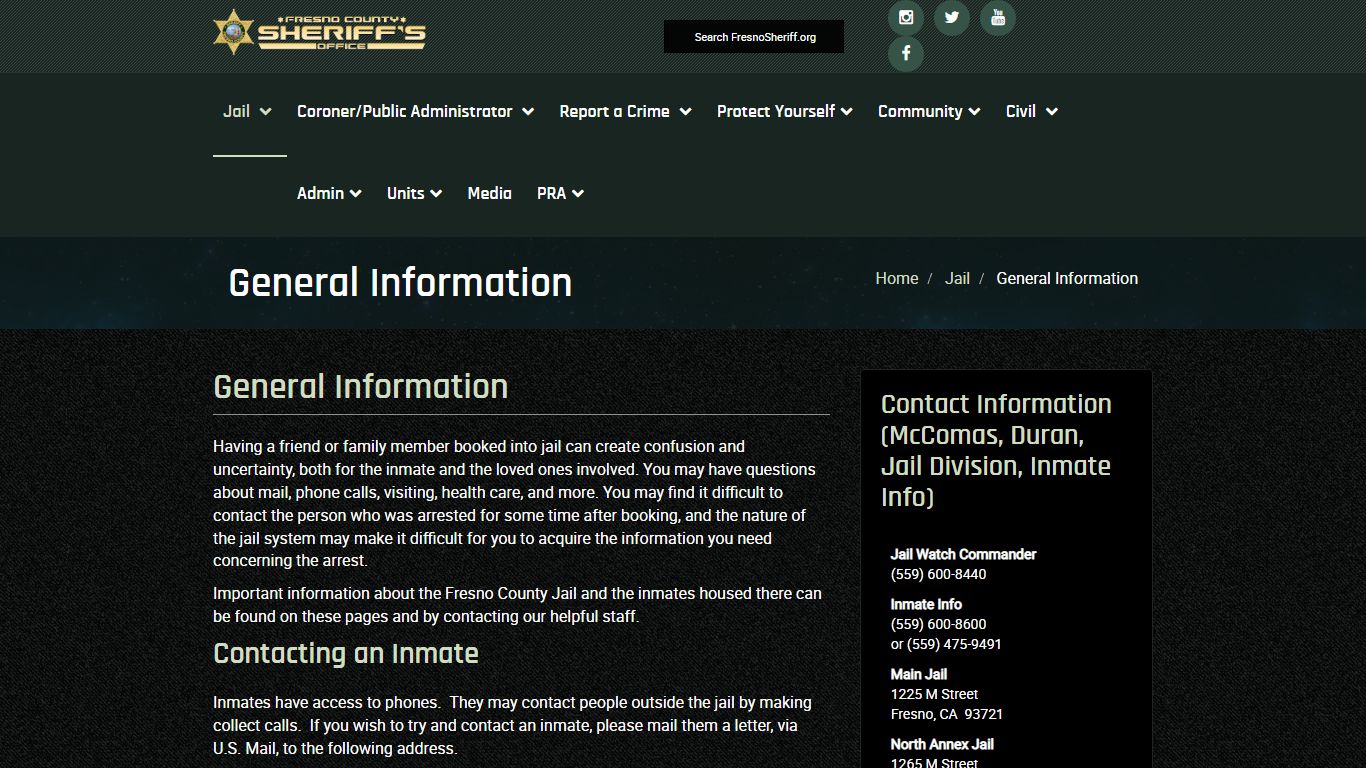 The Fresno County Sheriff-Coroner's Office - General Information